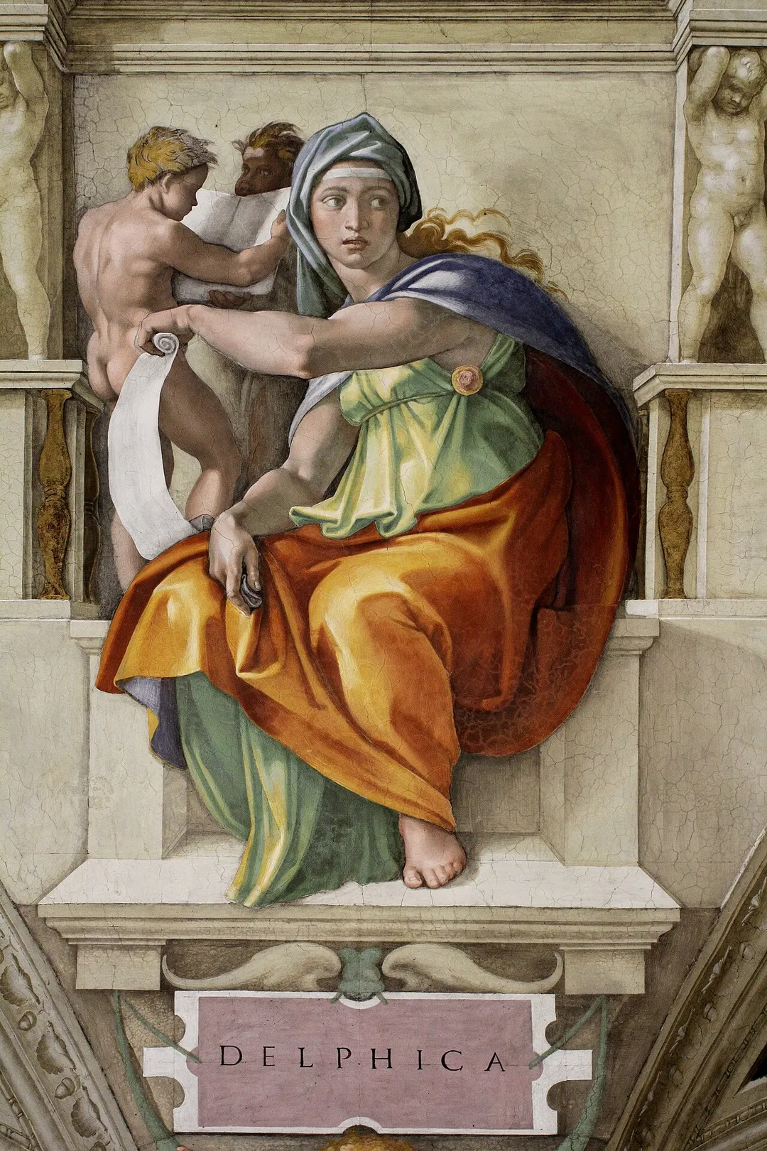 Delphic Sibyl, fresco painted by Michelangelo (1475-1564), Sistine Chapel Ceiling (1508-1512) Rome, Vatican