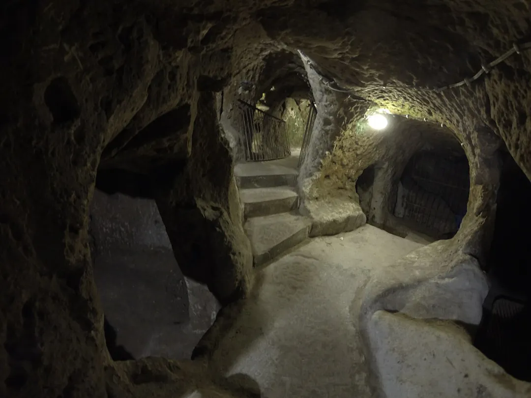 Derinkuyu Underground City in Cappadocia, Turkey. Christians fled the enemies and hid in this underground cities.