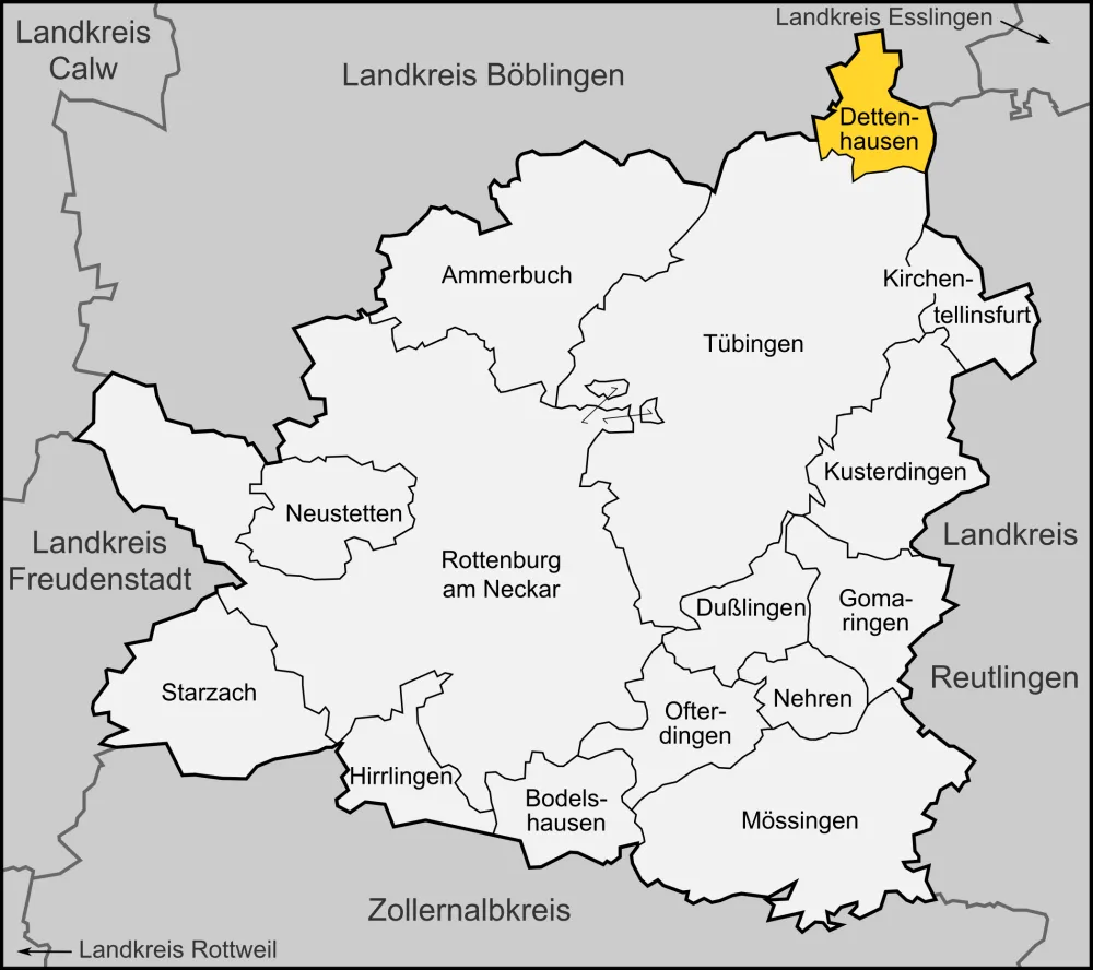 Karte der Gemeinde Dettenhausen im Landkreis Tübingen
