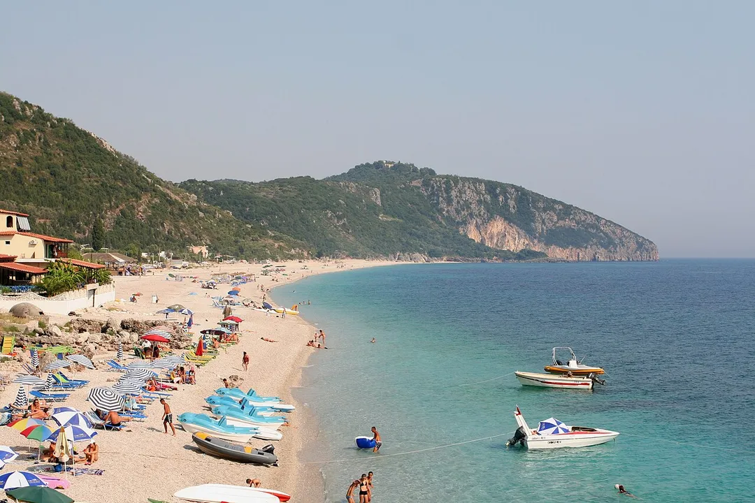 Beach on the village of Dhërmi, Himara, Albania
