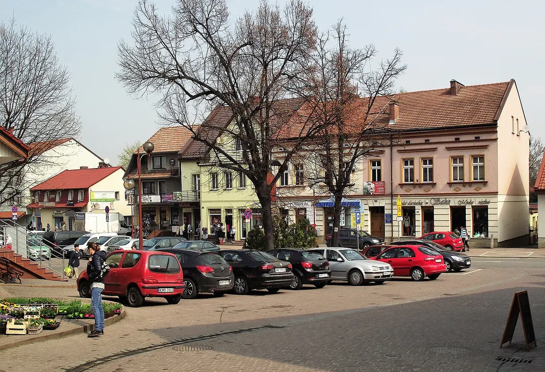 Market Square in Dobczyce, Poland.
