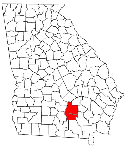 Locator map of the Douglas Micropolitan Statistical Area in the central part of the U.S. state of Georgia.
