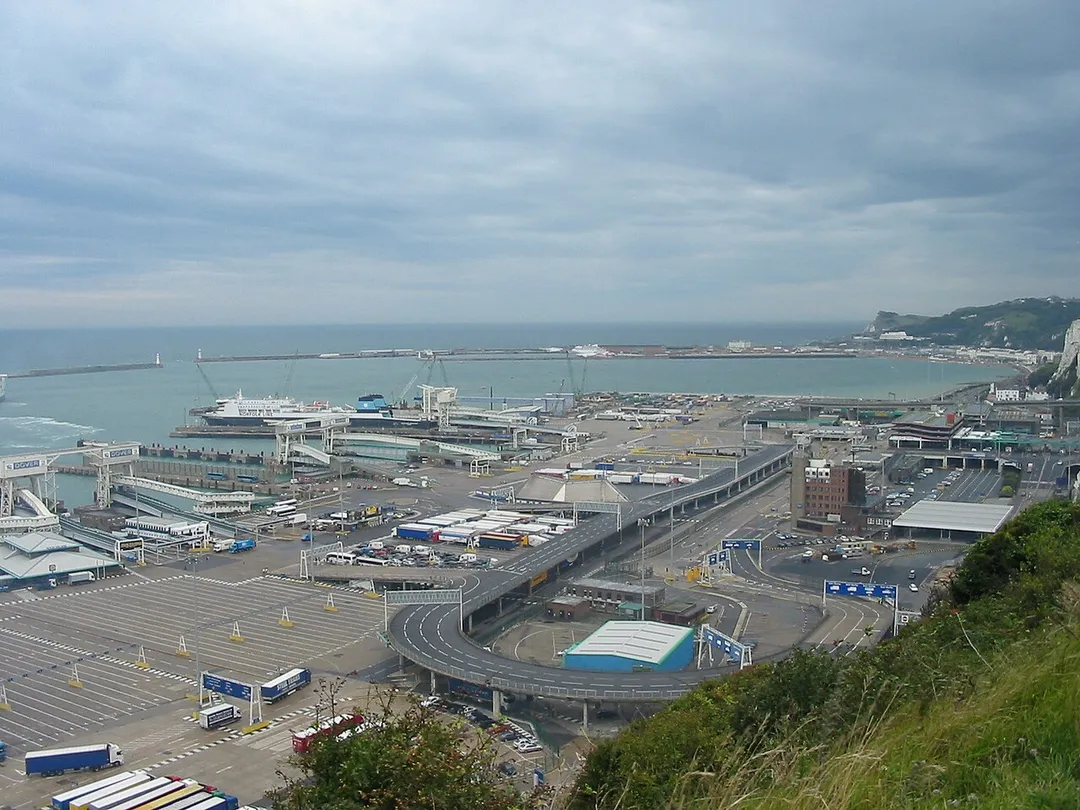 Looking down on the port of Dover from the Cliffs.