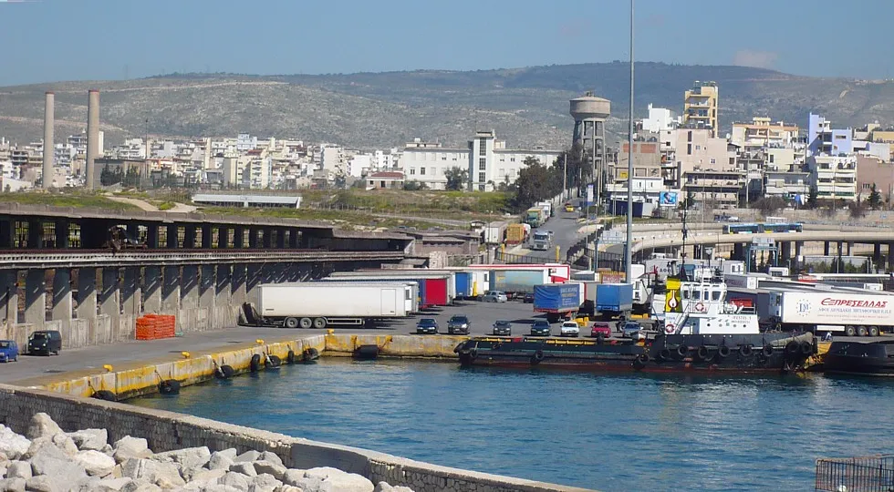 The city port of Drapetsona in Greece.