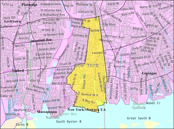 U.S. Census 2000 reference map for East Massapequa, New York