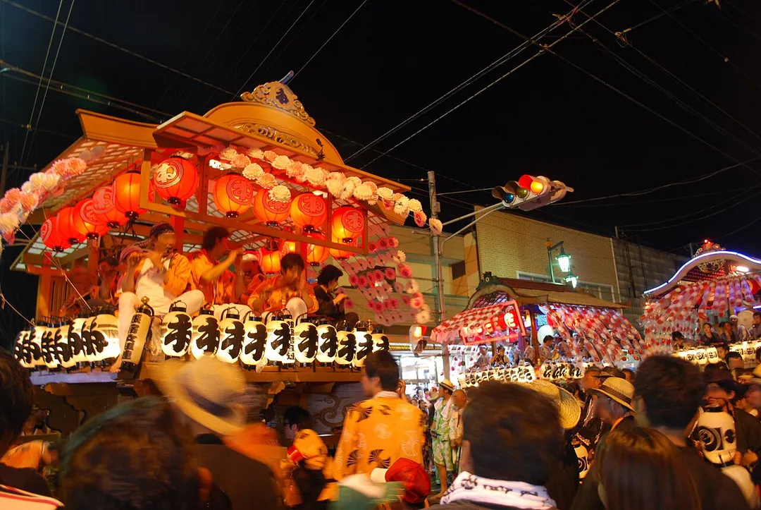 Floats at the Edosaki Gion Matsuri (Edosaki Gion Festival) in Inashiki City, Ibaraki Prefecture, Japan