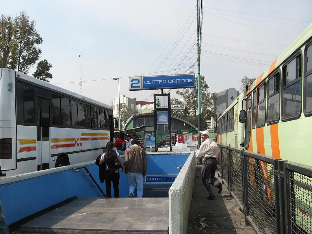 Entrance to Mexico City Metro Station Cuatro Caminos from the local bus terminal.