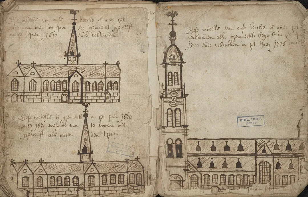 Fragment uit het manuscript van de Kroniek van Lokeren. Geschreven door Nicolaes de Smet, 18de eeuw.