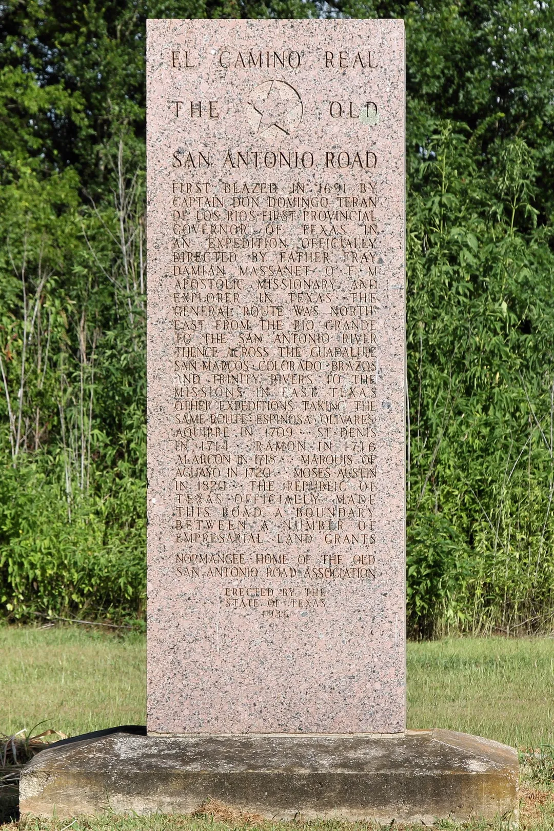 El Camino Real 1936 Texas Centennial Monument in Normangee, Texas, United States.