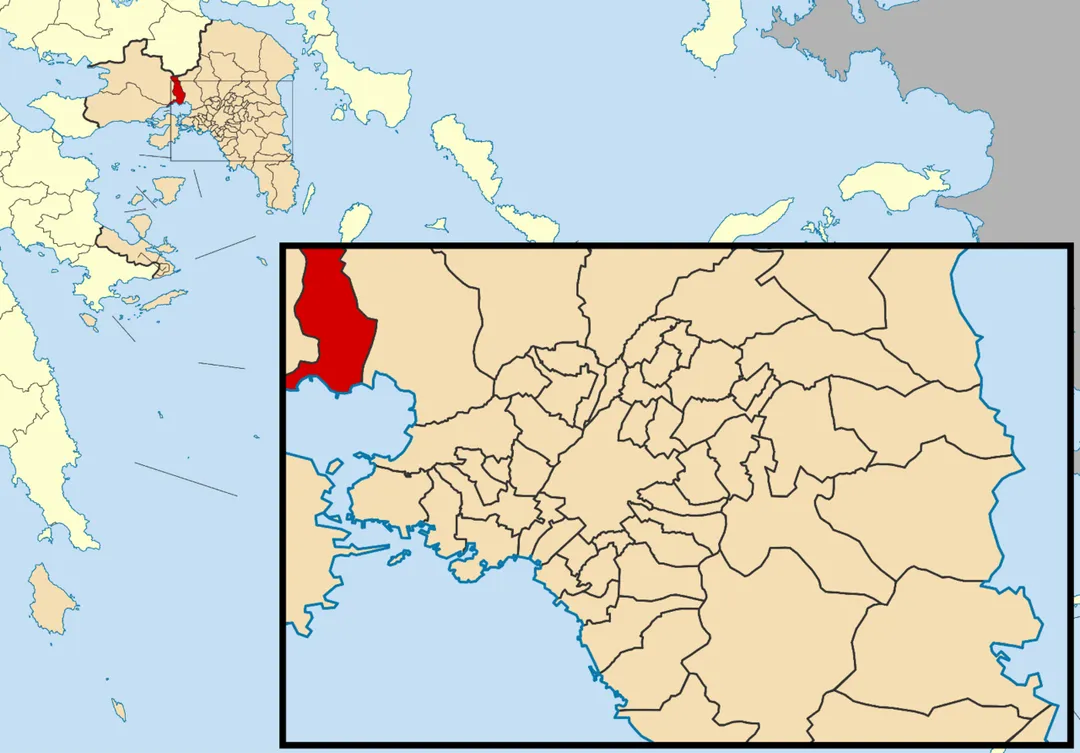 Locator map for Elefsina municipality in Greek region Attica (2011)