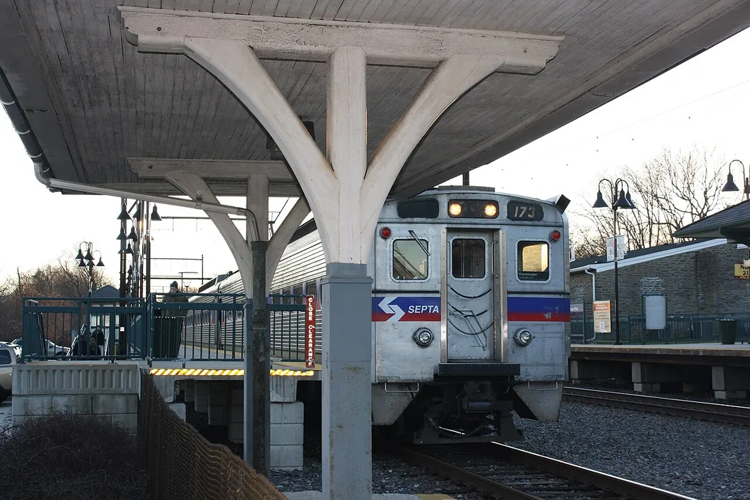 Regional Train at Melrose Park SEPTA station, PA.