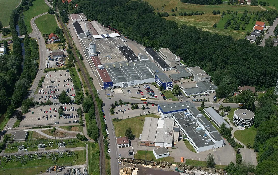 Luftansicht der VARTA Microbattery GmbH in Ellwangen.