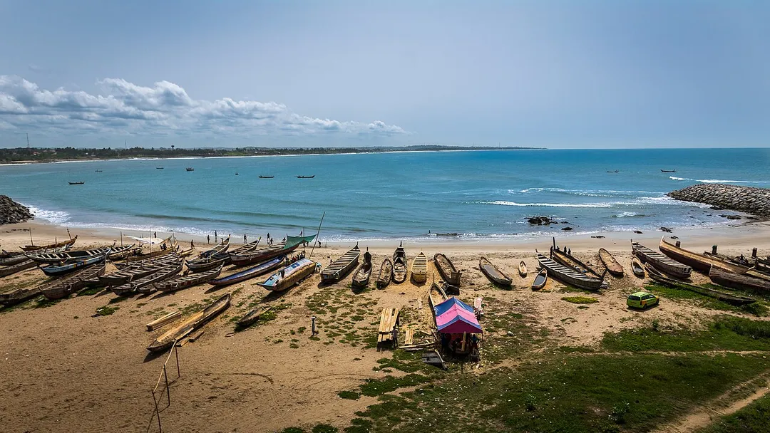 The Elmina beach from the view of the Elmina castle