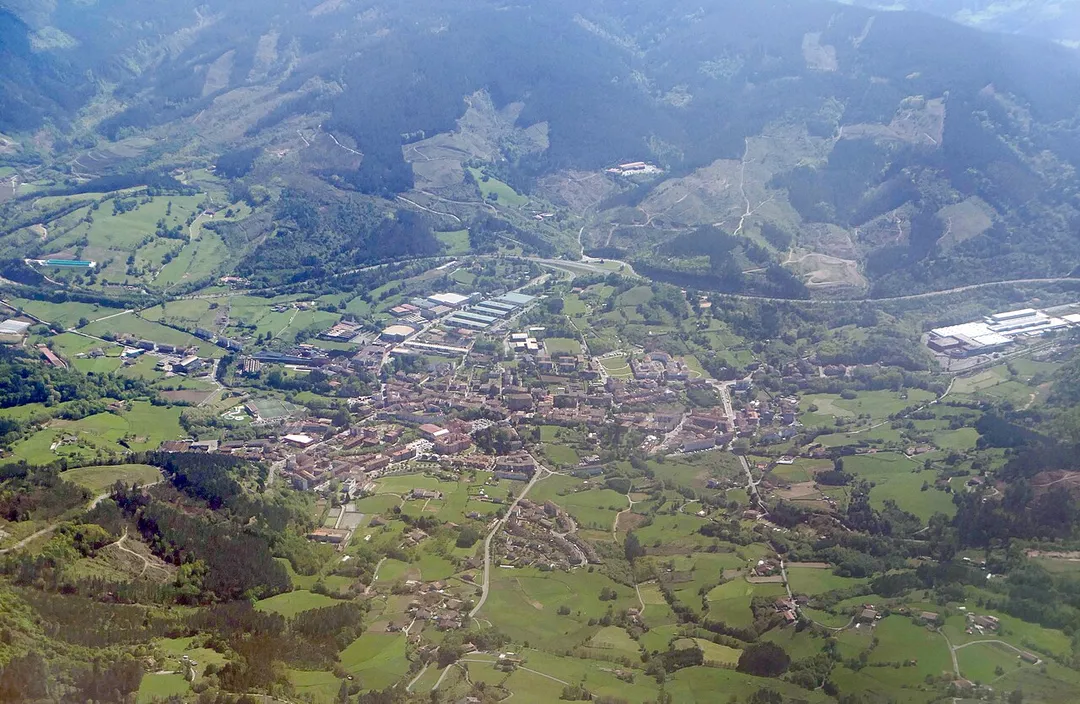 An aerial view of the town of Elorrio in the Basque Country.