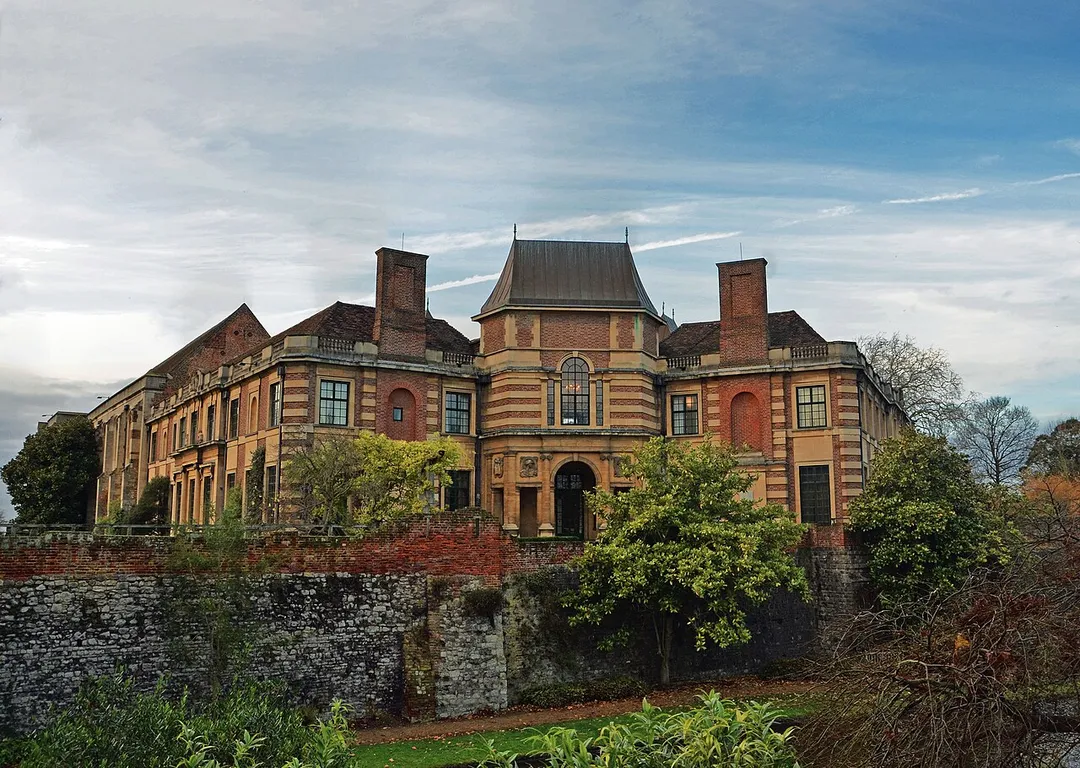 Eltham Palace. The original palace goes back to medieval times, but what you can see here is largely the restoration by Stephen and Virginia Courtauld, in the 1930s, including the gardens, from where this photo was taken. Owned these days by English Heritage.