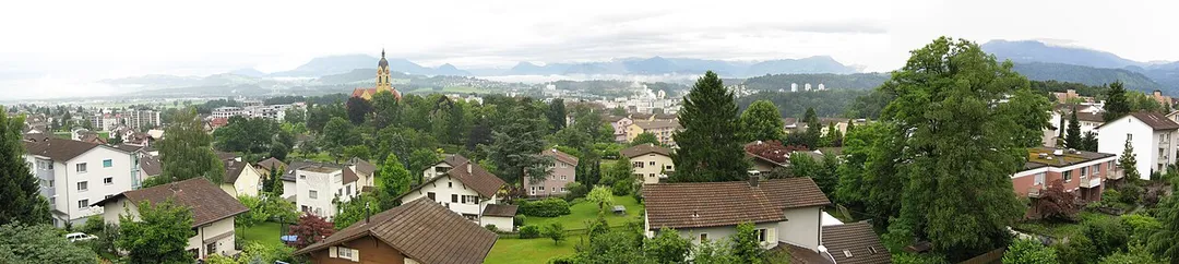 Panoramic view from a balcony in Emmenbruecke, Lucerne, Switzerland
