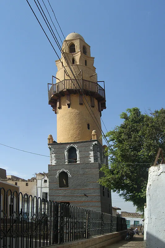 Fatimid minaret, view to the west, Esna, Egypt