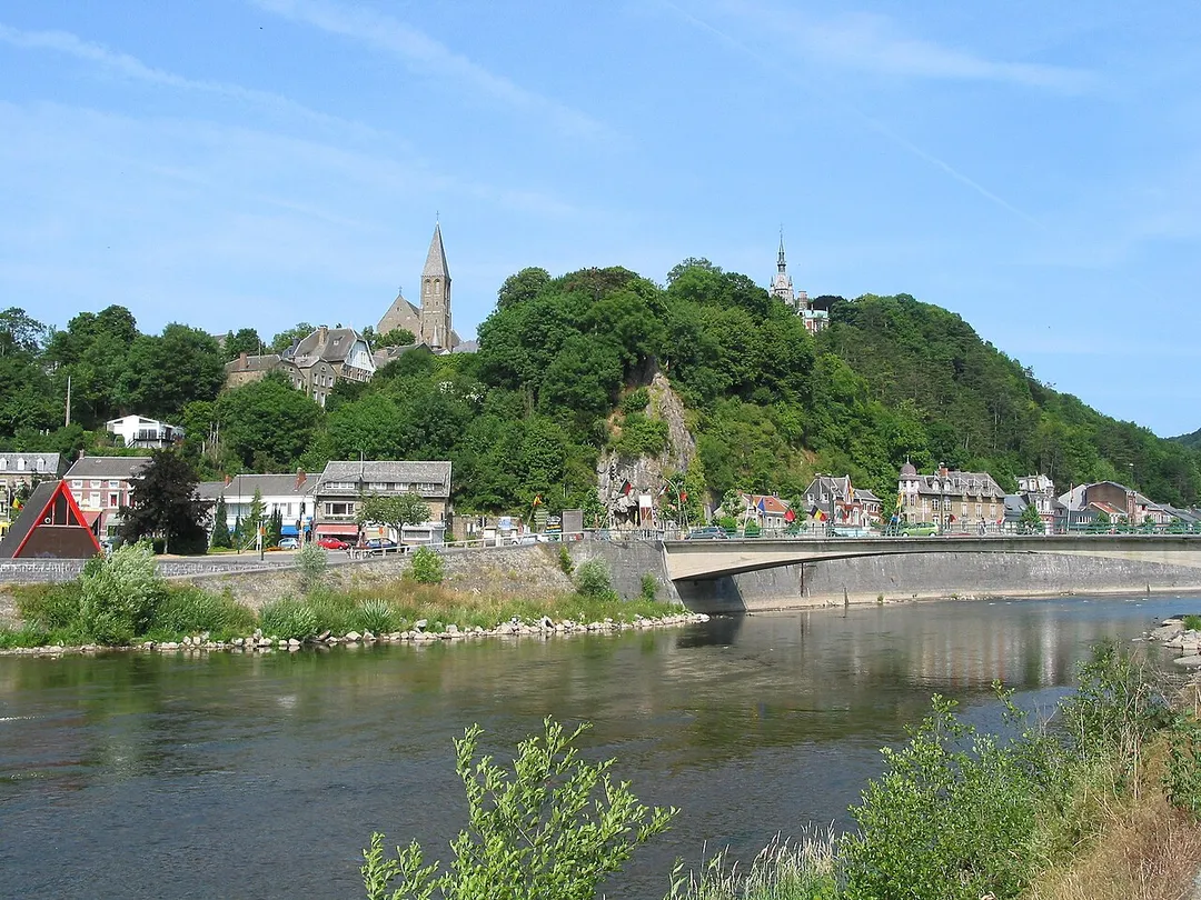 Esneux, the city and the bridge on the Ourthe river.