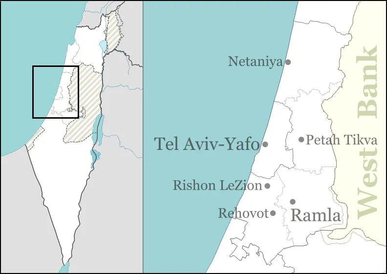 Center and Tel Aviv districts of Israel for pushpin maps.
