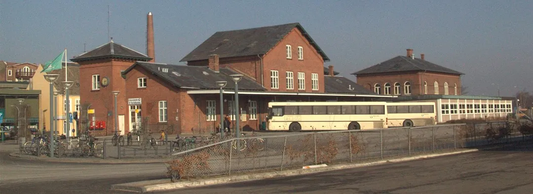 The former railroad station in Fåborg, Funen, Denmark.  It is now a bus station.