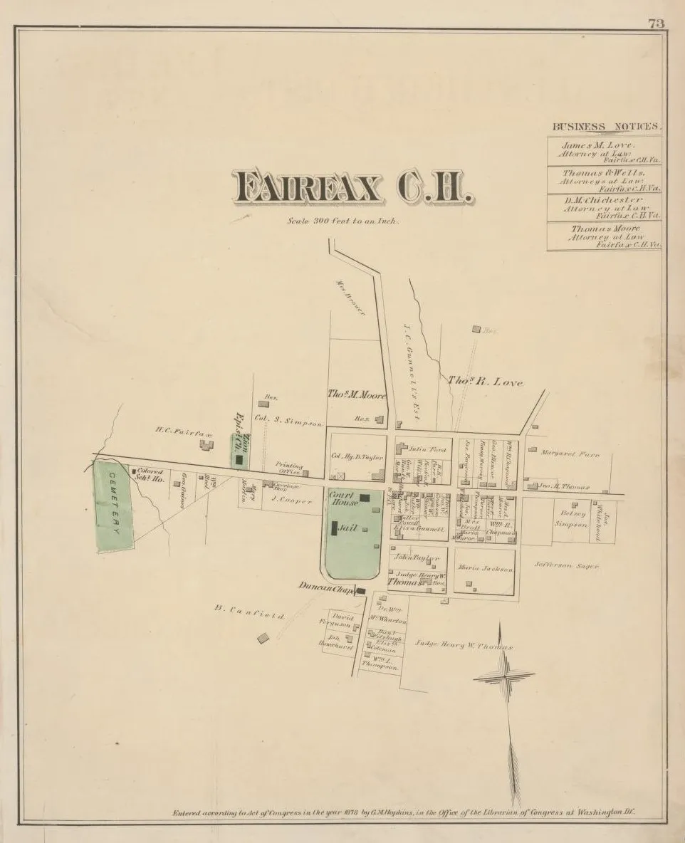 Old map of Fairfax from 1878