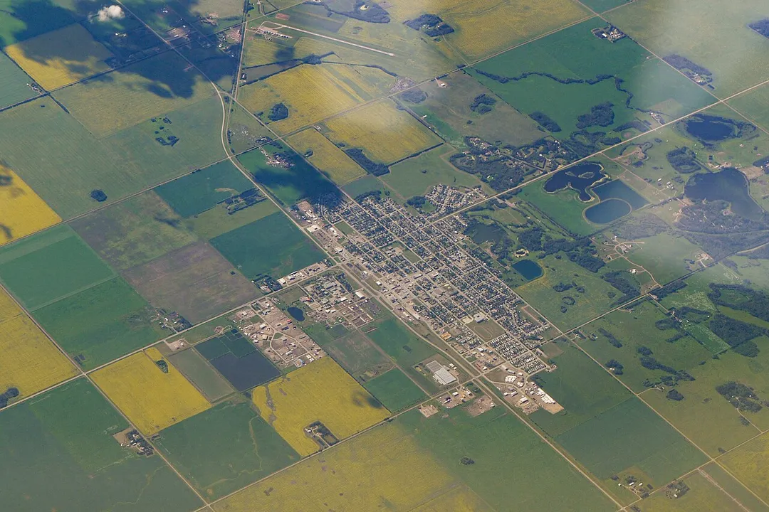 Fairview, Alberta, Canada in an aerial image. Photo was taken on an Icelandair flight from Keflavik (KEF) to Vancouver (YVR) in July 2016.