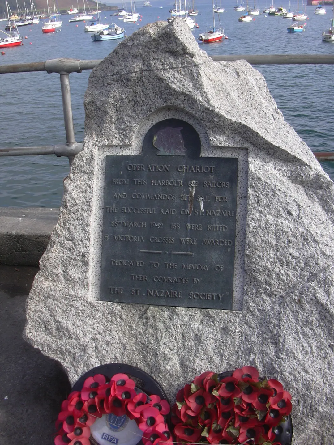 St Nazaire Raid memorial at Fish Strand Quay, Falmouth.  It was moved, July 2008, to the Prince of Wales Quay.