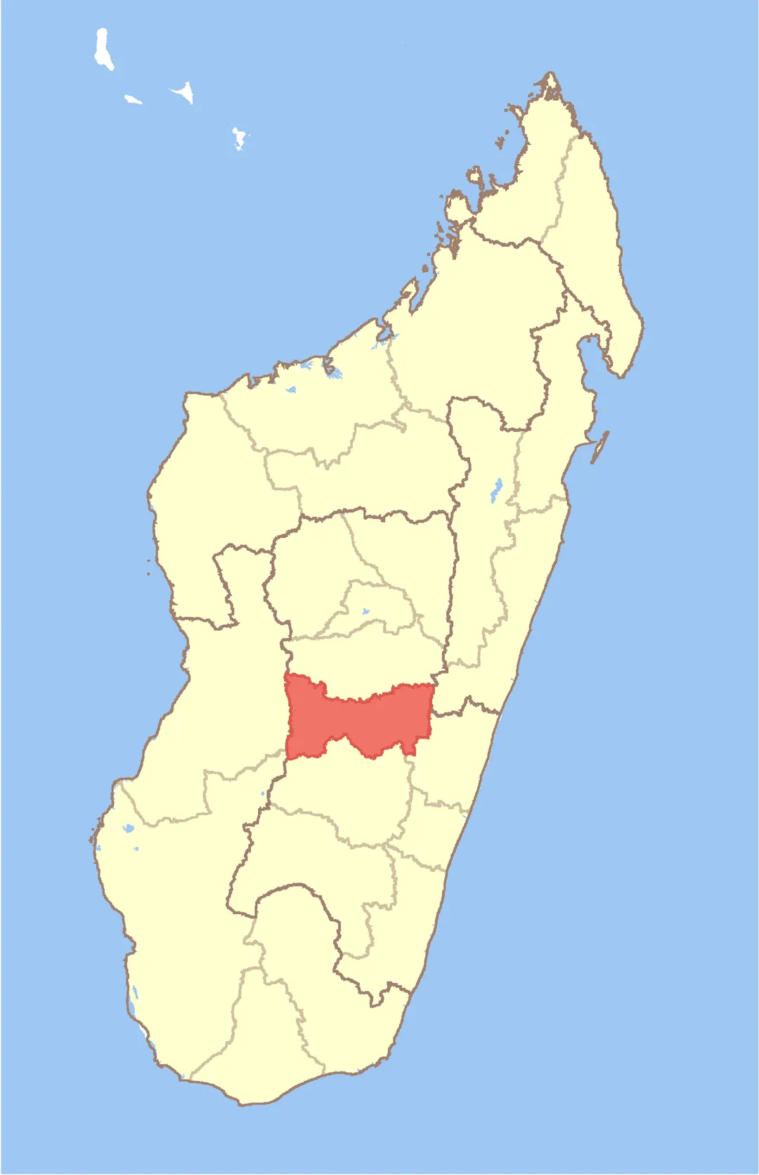 Map of Madagascar with Amoron'i Mania Region highlighted