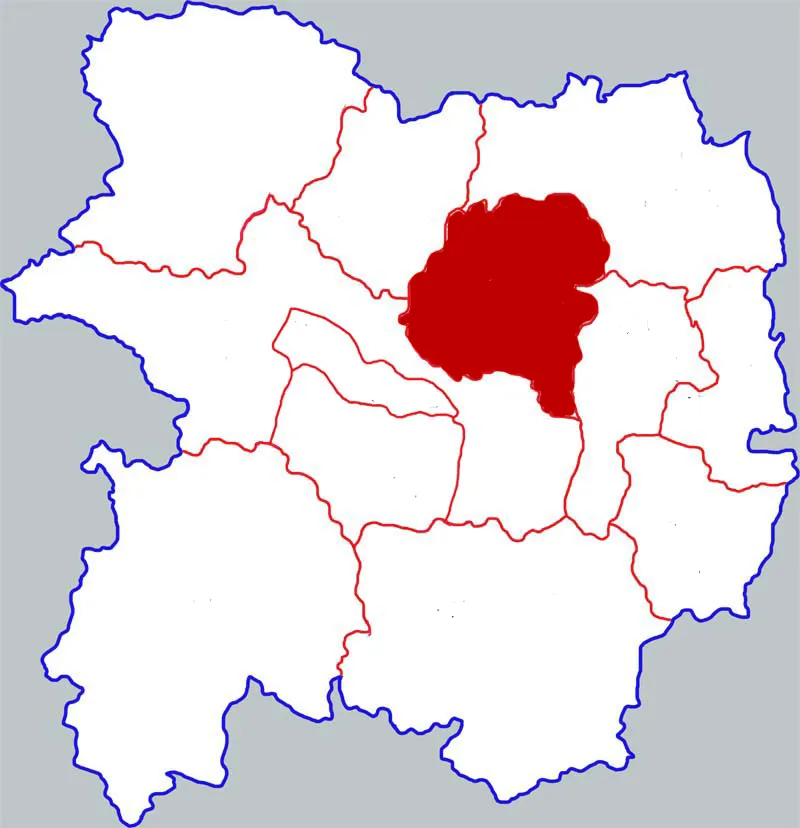 Location of Fengxiang (凤翔) county in Baoji city, Shaanxi, China