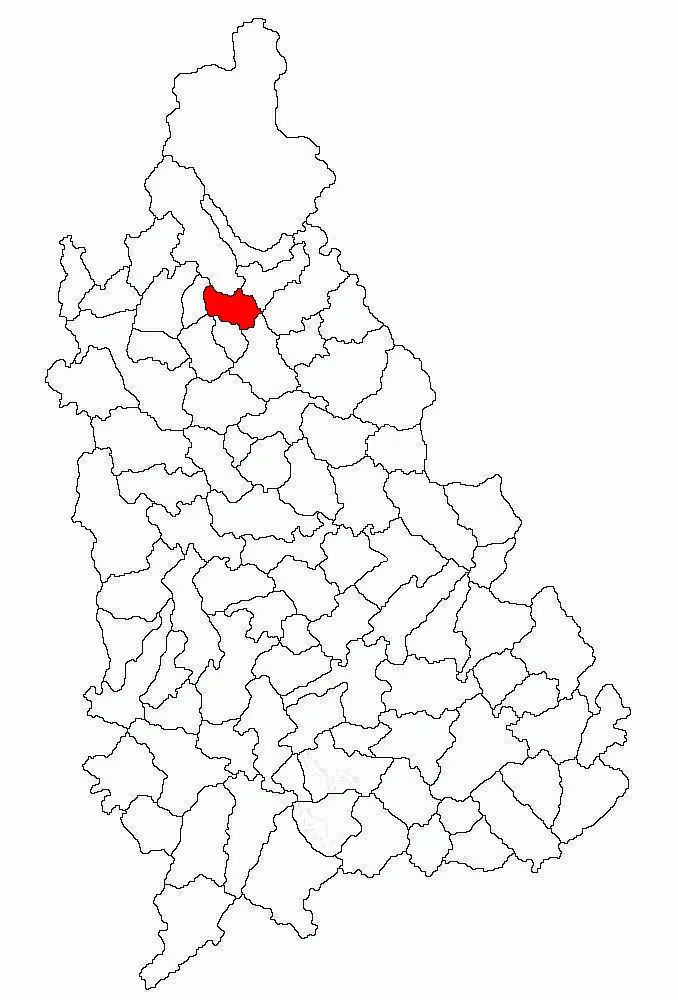 Locator map of the town of Fieni in Dâmbovița County, Romania
