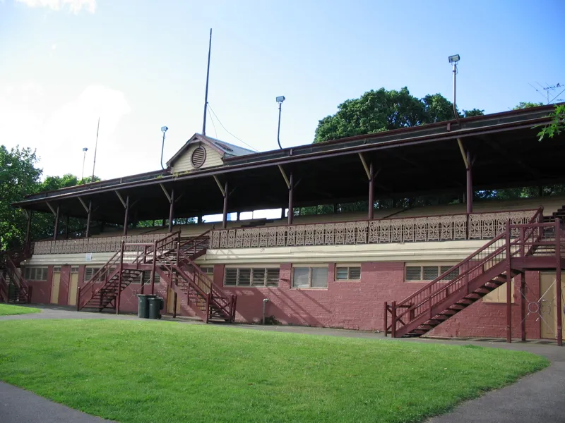 Fitzroy Cricket Ground Grandstand, built en:1888, located at Brunswick Street Oval, Fitzroy North, en:Victoria, Australia.
