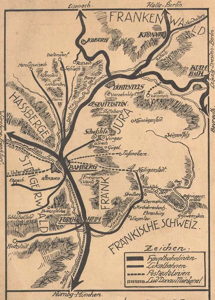 Road Map of Upper Franconia from 1912