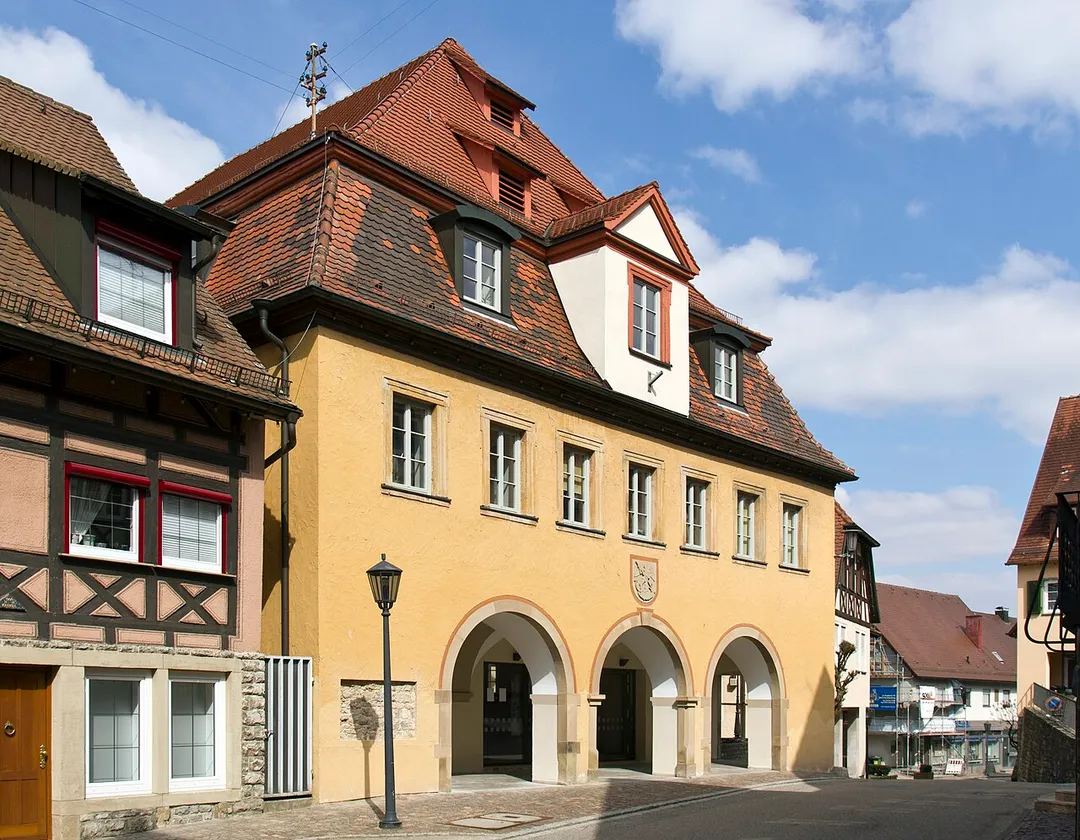 Forchtenberg, Rathaus; Geburtshaus von Sophie Scholl, hier verbrachten die Geschwister Scholl ihre Kindheit