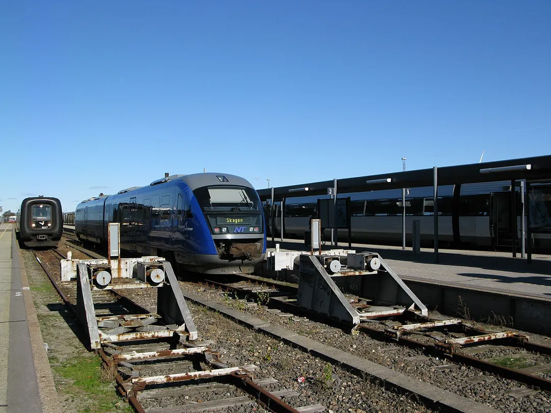 Train of "Nordjyske Jernbaner" in the train station of Frederikshavn, Denmark
