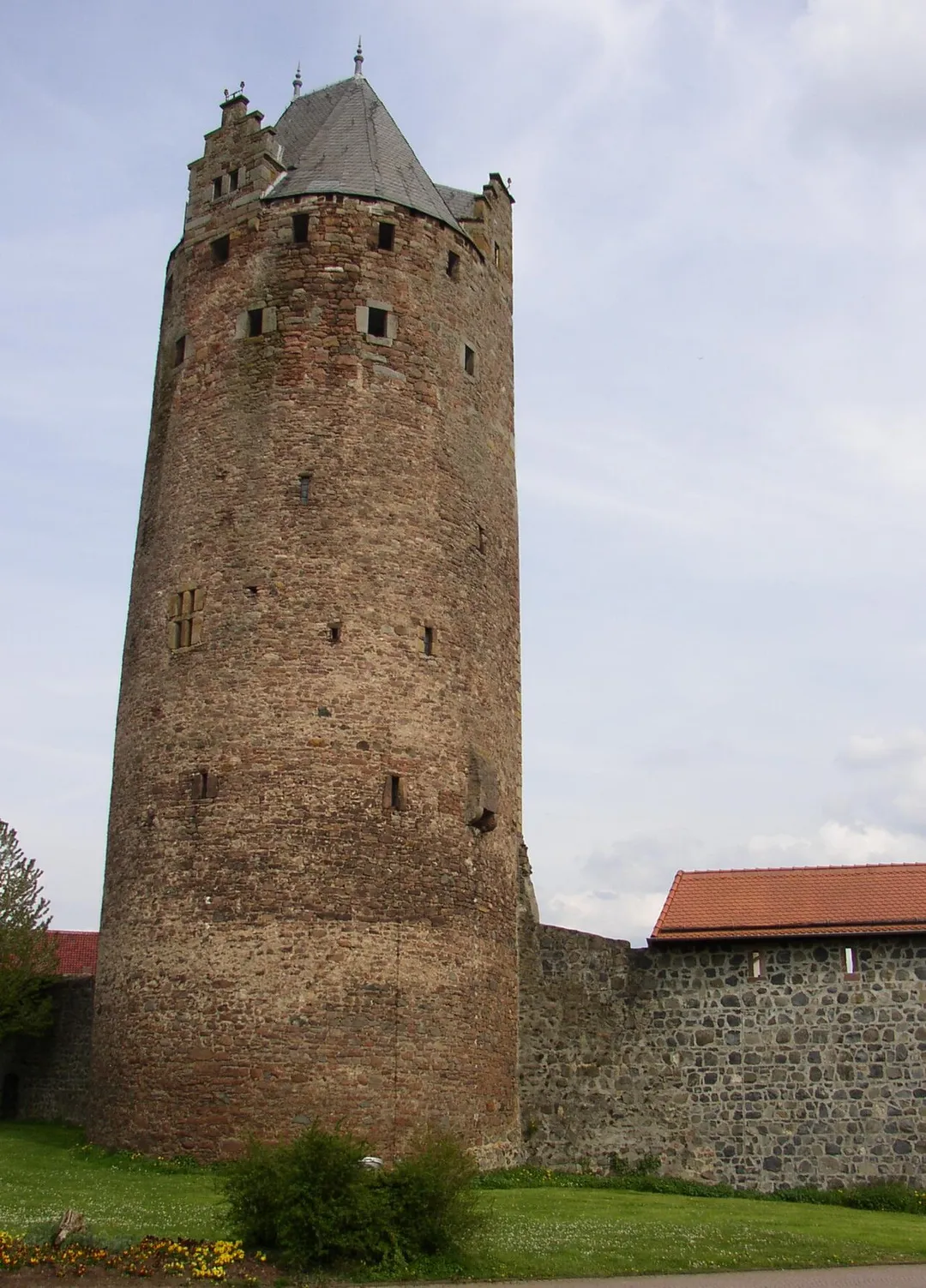 The "Grey Tower" in Fritzlar in Hesse, Germany, view from the outside of the old town