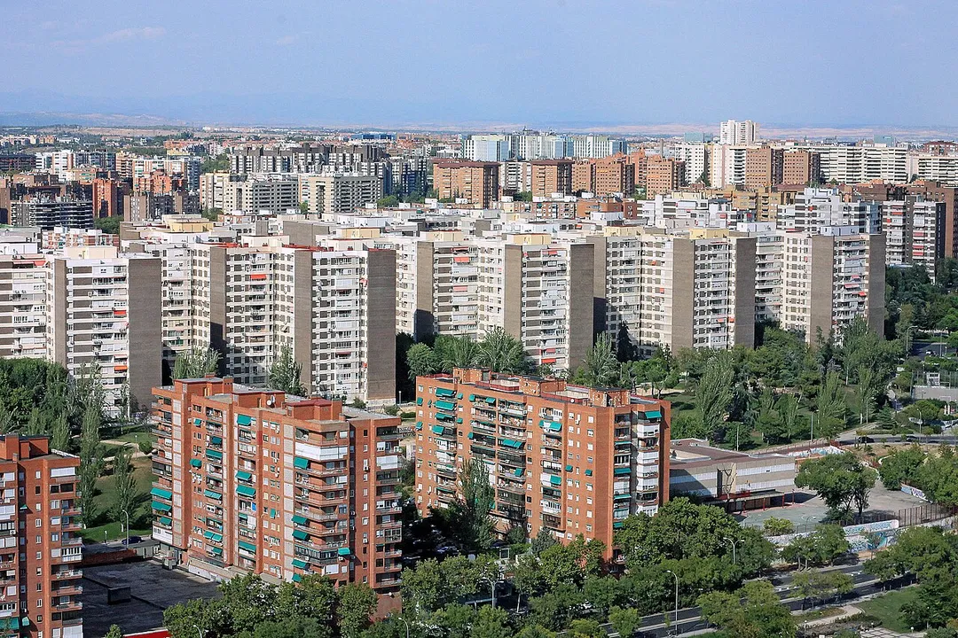Partial view of Fuencarral-El Pardo district in Madrid (Spain) from one of the Skyline Madrid buildings.