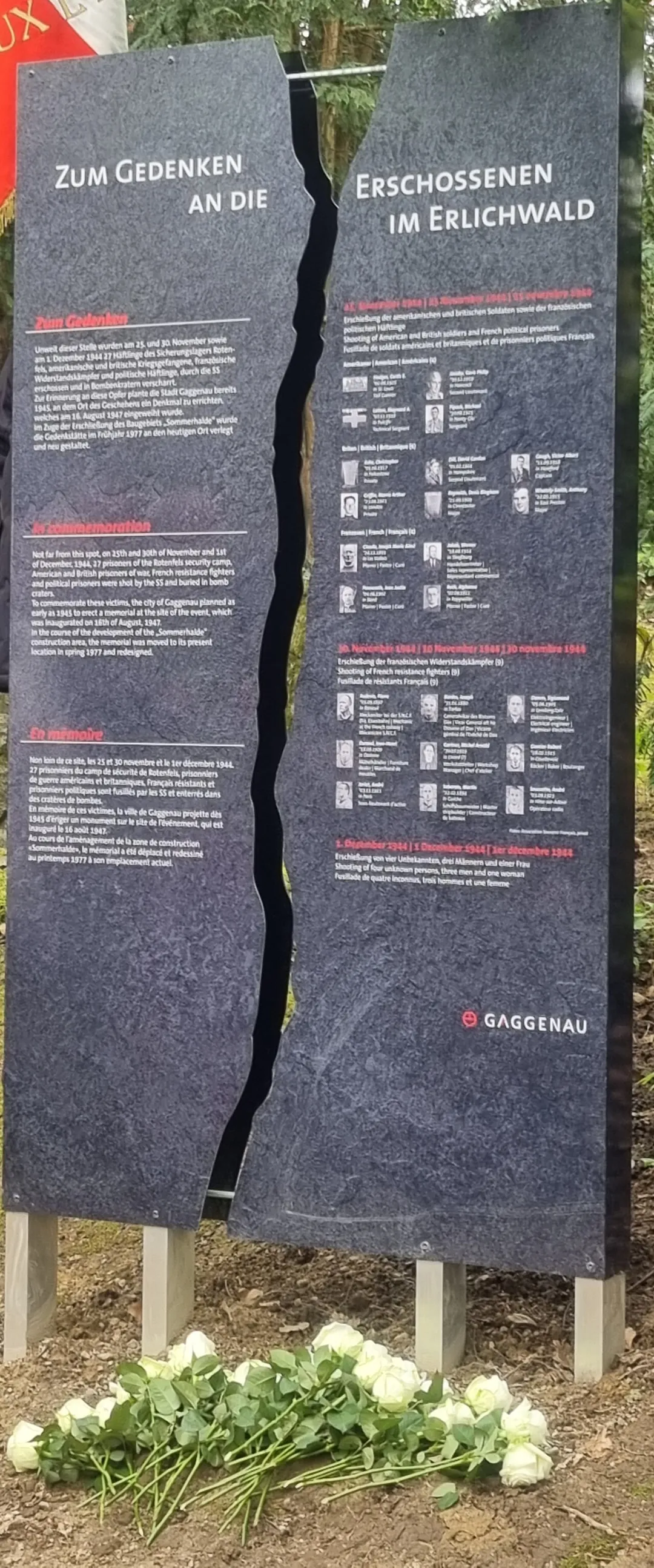 Stelle des massacres de Gaggenau inaugurée le 30 mai 2023 par la municipalité.