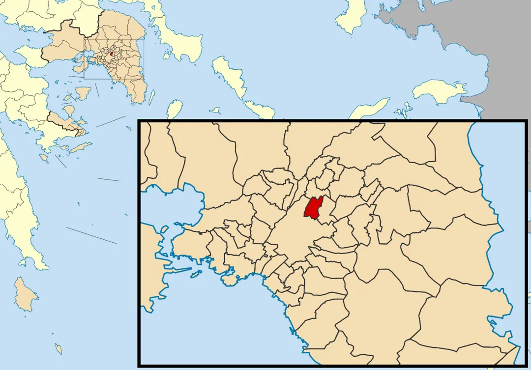 Locator map for Galatsi municipality in Greek region Attica (2011)