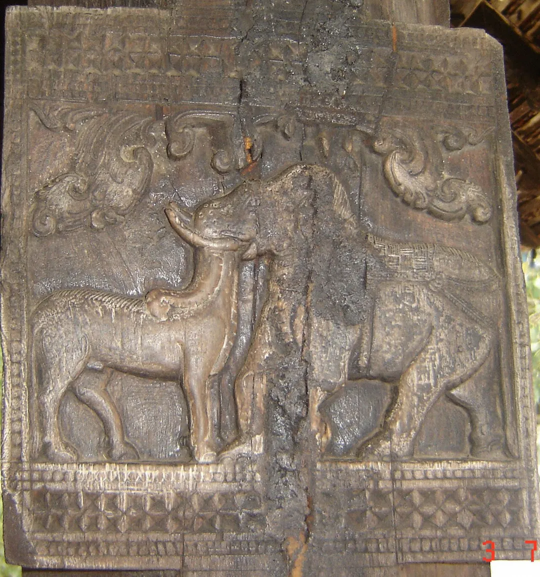 This carving shows a Bull and an Elephant. One half shows the Bull and the other shows the Elephant. This shows the skills of ancient Sinhalese. Shot by Dhammika Siripala on 03 July 2008)