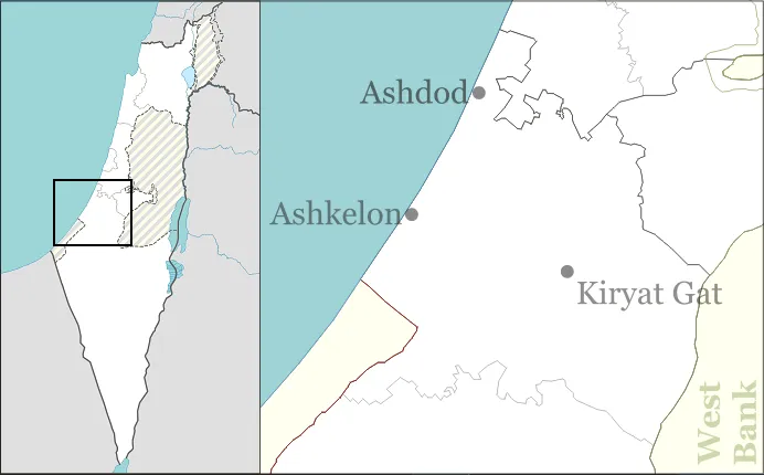 Ashkelon sub-district of the South District of Israel, for pushpin maps.