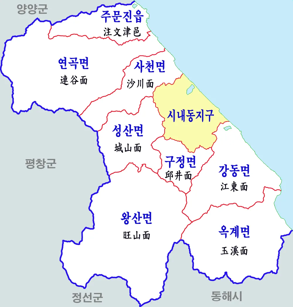 강릉시 행정구역도