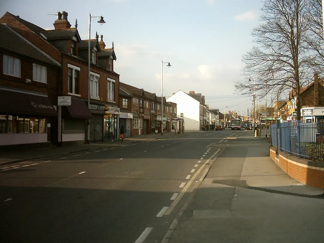 Main Street, looking North in Garforth, West Yorkshire, taken on the afternoon of the 1st April 2009.
