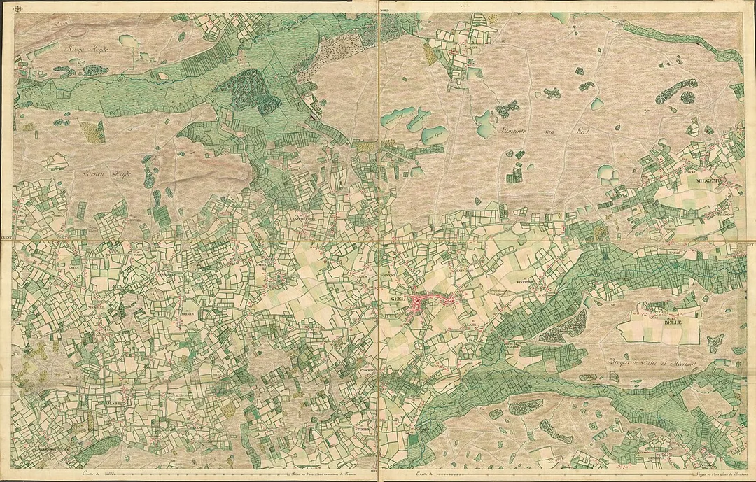 Map sheet by Joseph de Ferraris, Maps and plans department of the Royal Library of Belgium (KBR)