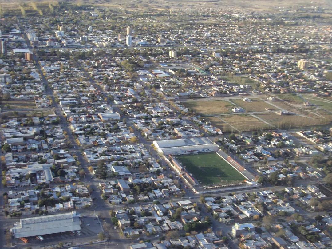 Aerial view of General Roca, Río Negro Province, Argentina.