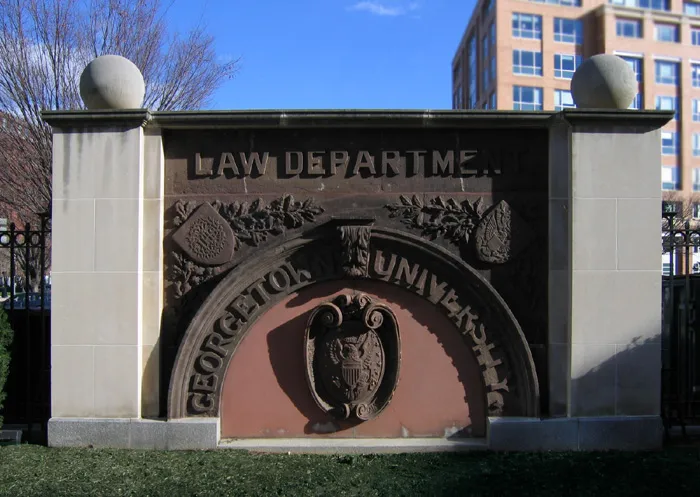 Original sign of the Georgetown University Law Center.