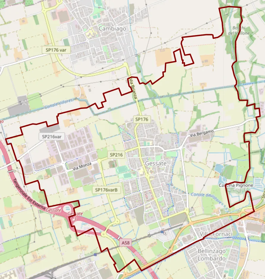 Carte OSM de Gessate, Lombardie