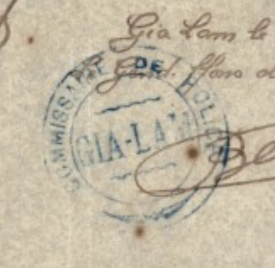 The seal of the Commissioner of Police of the Gia-Lâm District in the City of Hanoi, French Indo-China (1935).