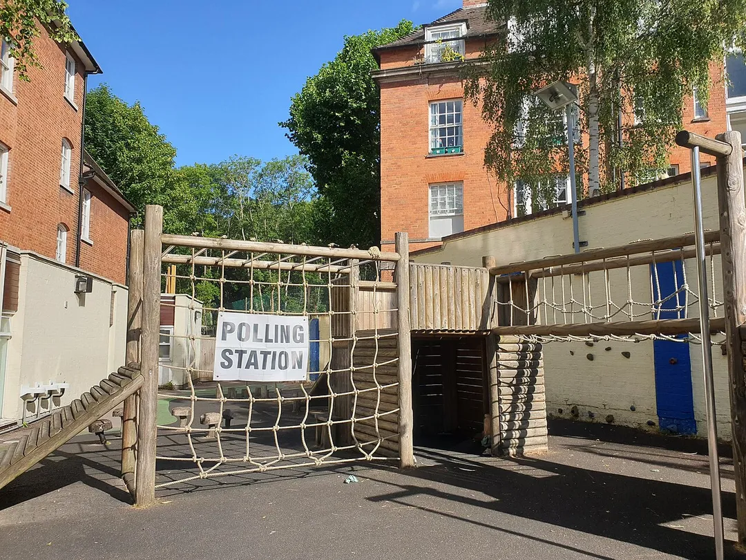 Brookfield Primary School in use as a polling station in the 4 July 2024 UK general election