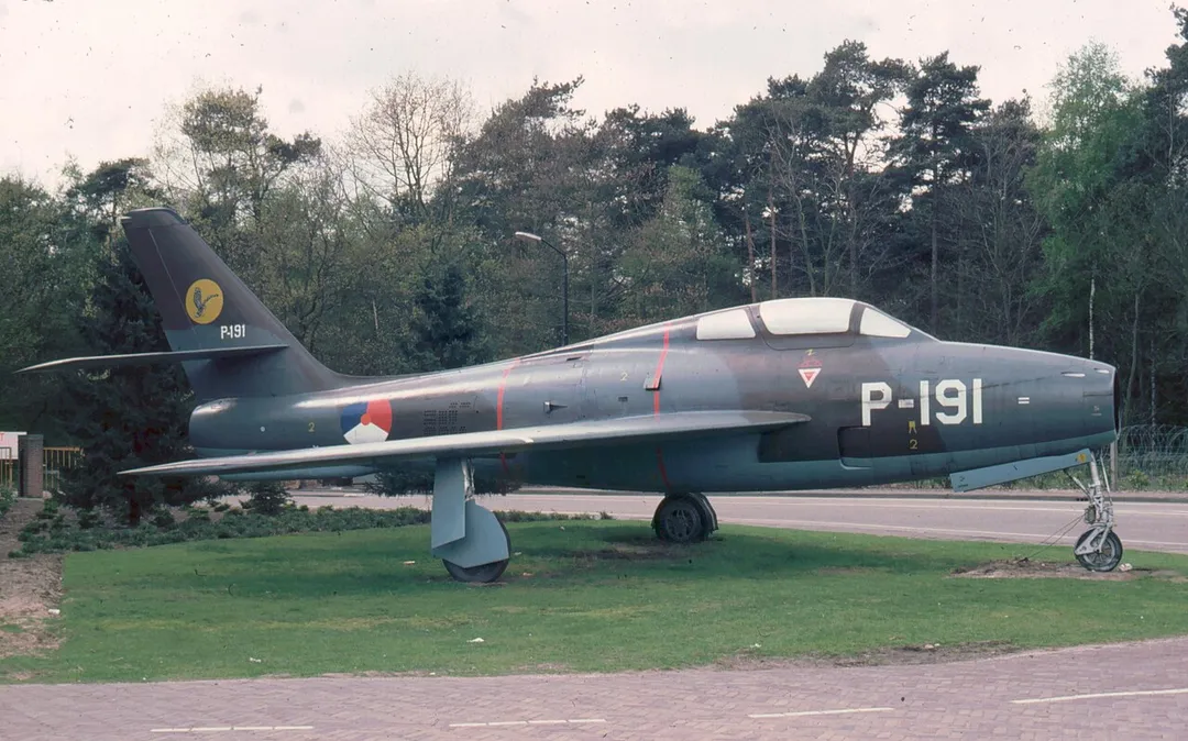 Republic F-84F Thunderstreak Serial P-191 of the Royal Netherlands Air Force at Gilze-Rijen Airbase, Netherlands