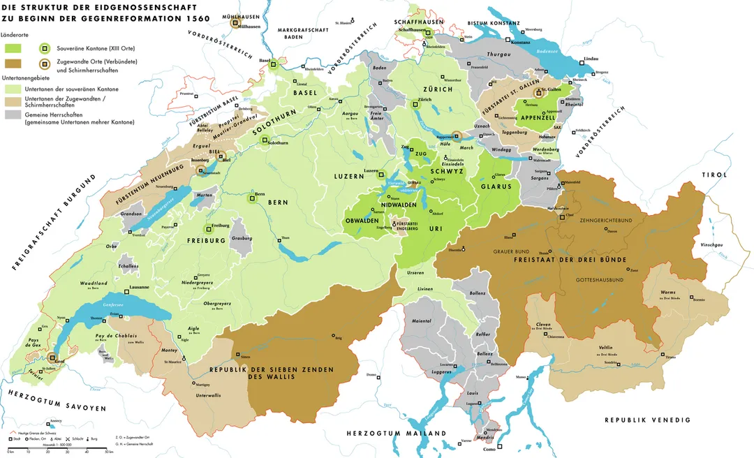 Die Struktur der schweizerischen Eidgenossenschaft zu Beginn der Gegenreformation 1560
